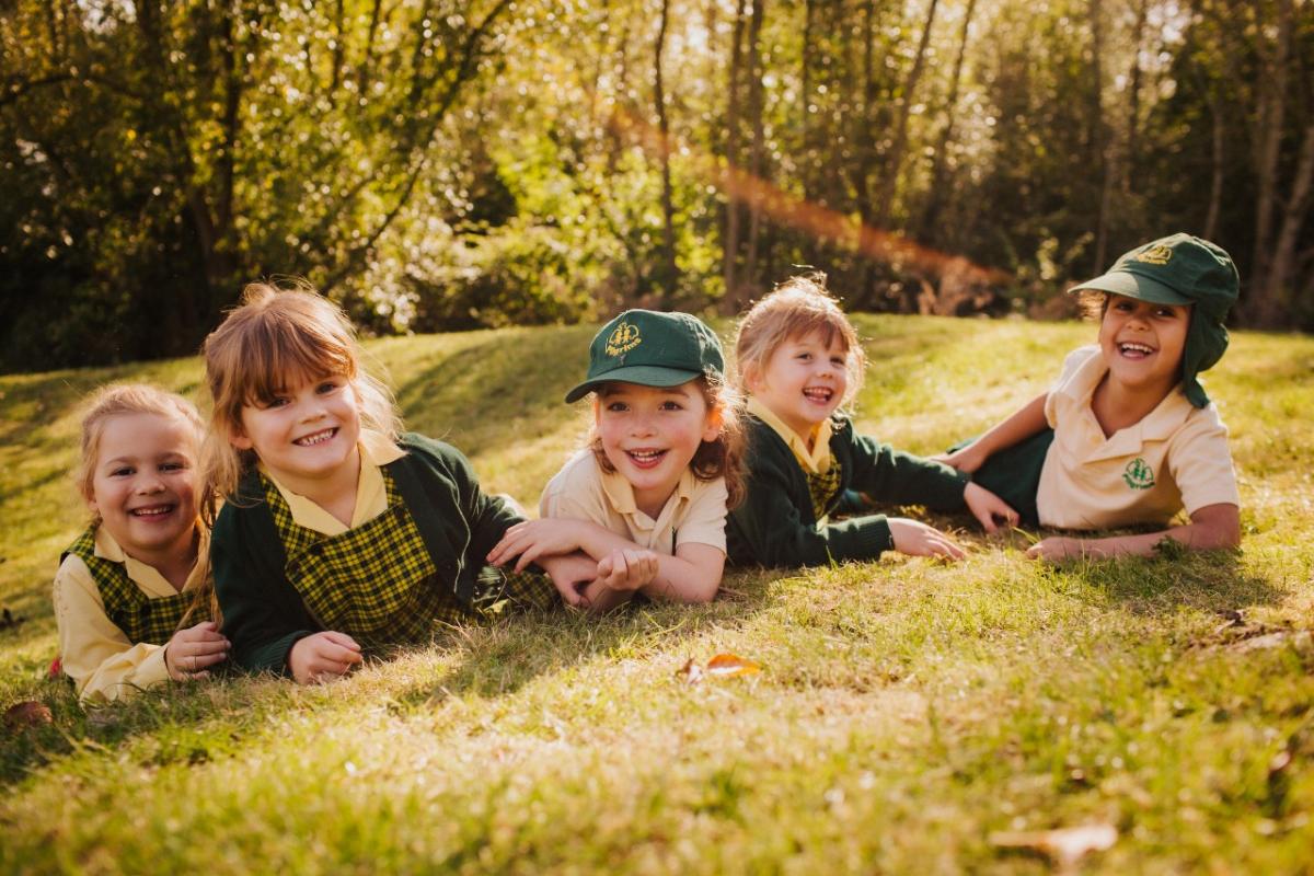 Pilgrim Pre Prep pupils - Year 1 on school field 